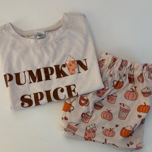 Pumpkin Spice Kids Pajama Set - Cream and Orange